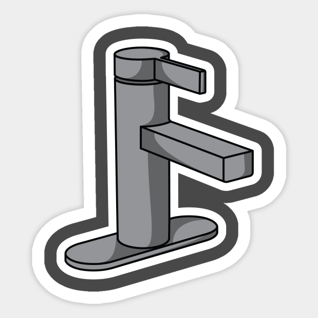 Steel Water Supply Faucets For Bathroom And Kitchen Sink Sticker vector illustration. Home interior objects icon concept. Kitchen faucet sticker design logo with shadow. Sticker by AlviStudio